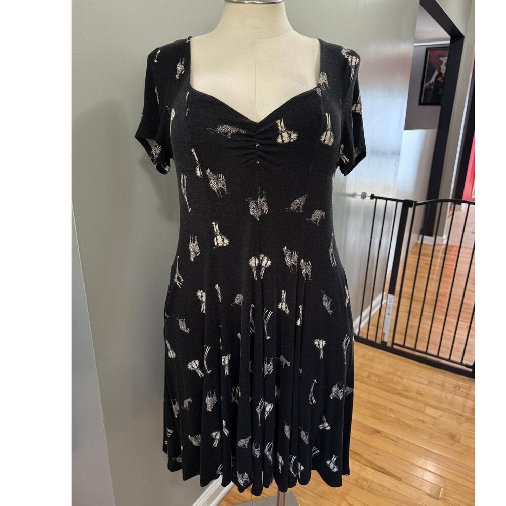 Torrid Plus Size 0 Animal Safari Leopard Zebra Elephant Super Soft Skater Dress